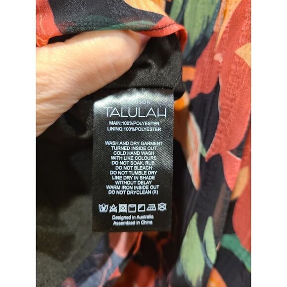 TALULAH Night Mirage Mini Dress Multicolor Floral Print Faux Wrap Style | L NWT - Picture 10 of 12